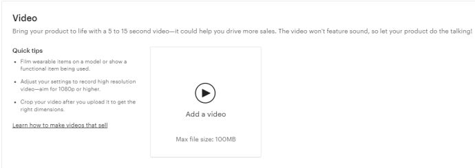 How to add a video to Etsy listings